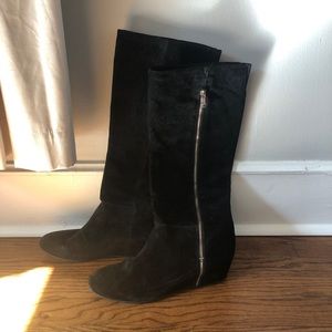 BCBG black suede tall boots